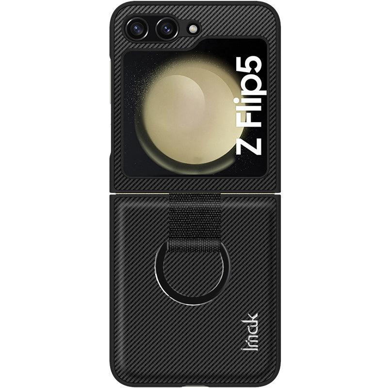 IMAK Ruiyi Series for Samsung Galaxy Z Flip5 5G PU+PC Phone Case Carbon Fiber Texture Finger Ring Phone Cover IMAK Ruiyi Series for Samsung Galaxy Z Flip5 5G PU+PC Phone Case Carbon Fiber Texture Finger Ring Phone Cover